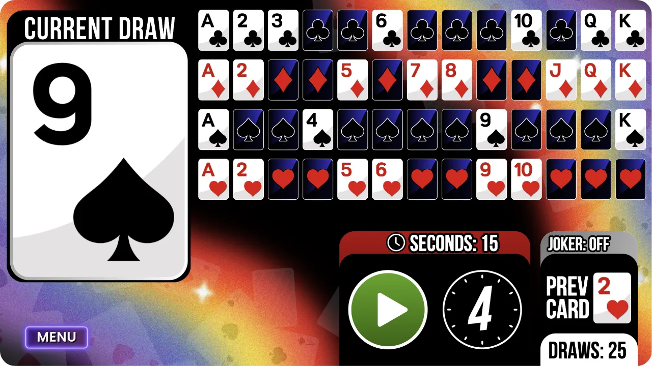 Final game interface with high visibility