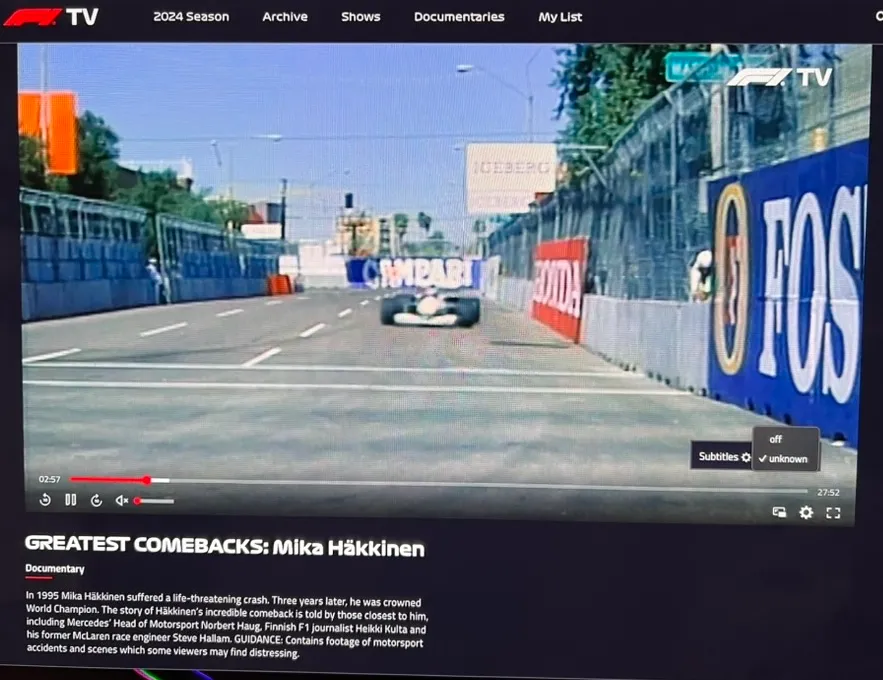 Example of Safari browser showing "unknown" subtitle option